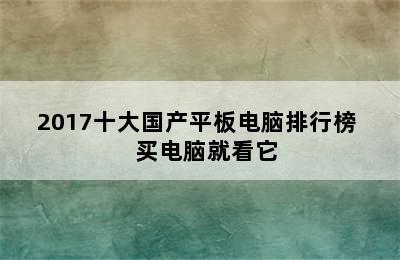 2017十大国产平板电脑排行榜   买电脑就看它